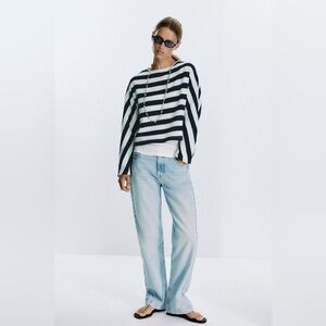 NWT Zara STRIPED BATWING SLEEVE SWEATER